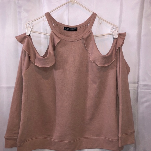 NWOT Mixed Threads Cold Shoulder Ruffled Top XL - Picture 2 of 3